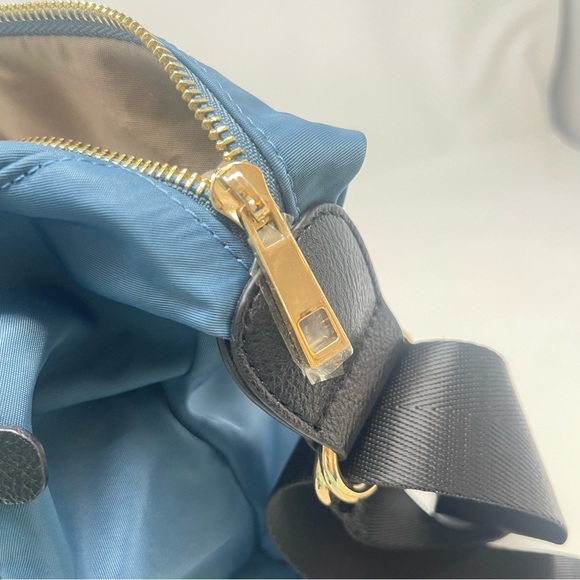 Vintage Blue Convertible Backpack, Large Nylon Shoulder Bag | Sondra Roberts - Picture 7 of 14